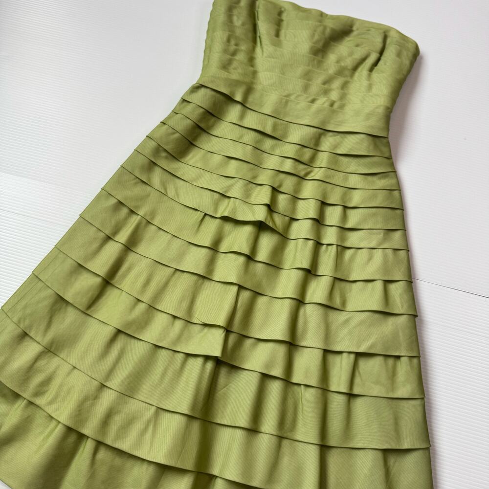 BCBGMAXAZRIA Silk Organza Tiered Bandage Dress Green Women’s 4 Garden Easter - Picture 7 of 16